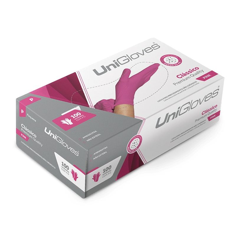 LUVA-LATEX-DESCARTAVEL-ROSA---TAMANAHO-MEDIO---UNIGLOVES