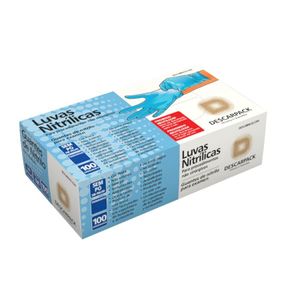 LUVA DE PROCEDIMENTO DE NITRILO AZUL P SEM PÓ - 100 UNIDADES - DESCARPACK