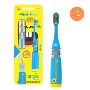 Escova De Dentes Infantil Magic Brush - Azul Com Cerdas Macias - Angie By Angelus